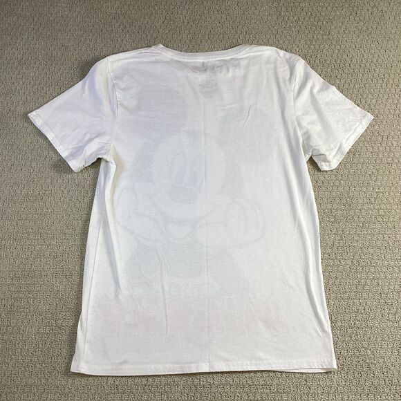 Disney Mickey Mouse T-Shirt White Graphic Tee Cartoon Character Medium - Picture 2 of 4